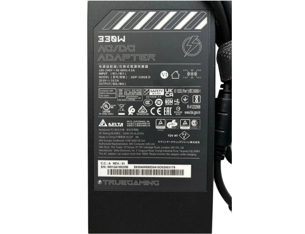 (image for) 330W 20V 16.5A Netzteil Ladegerät Original MSI ADP-330GB D