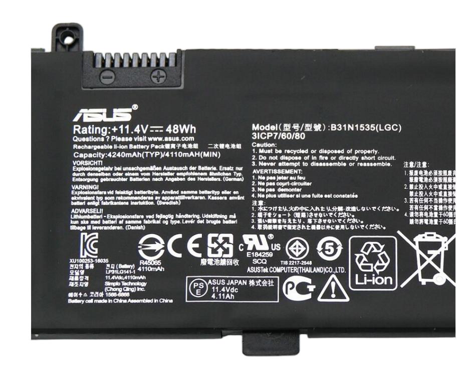 4110mAh 48Wh 3 Zellen Original Akku für Asus B31Bn9h 0B200-02020000 0B200-02020100 (image for) 4110mAh 48Wh 3 Zellen Original Akku für Asus B31Bn9h 0B200-02020000 0B200-02020100